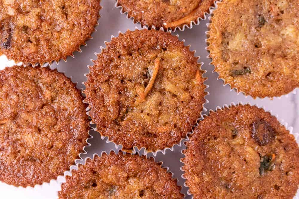 Unfrosted carrot cake cupcakes