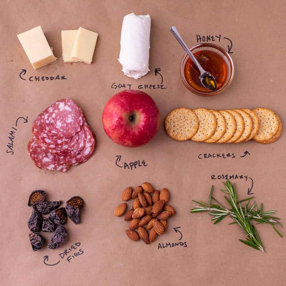 All 9 ingredients laid out in a 3x3 grid with labels