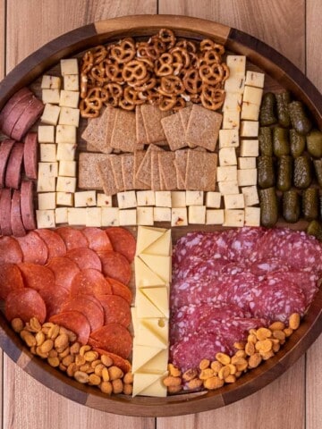 Super bowl cheese board with the cheese as a field goal