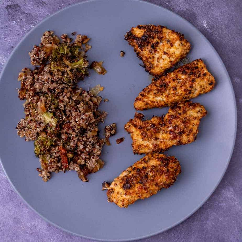 Close up of the parmesan crusted chicken.