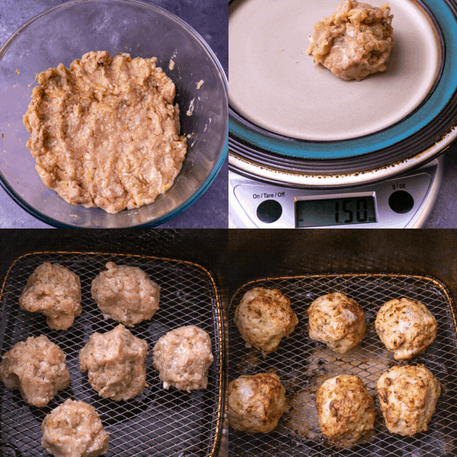 Process photos on how to make greek meatballs