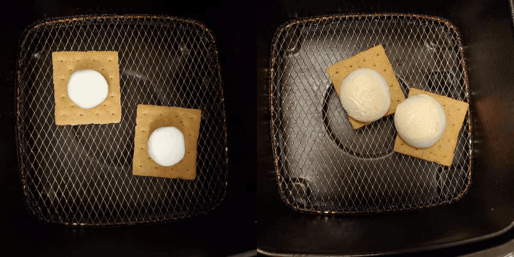 Before and after s'mores cooked in the air fryer